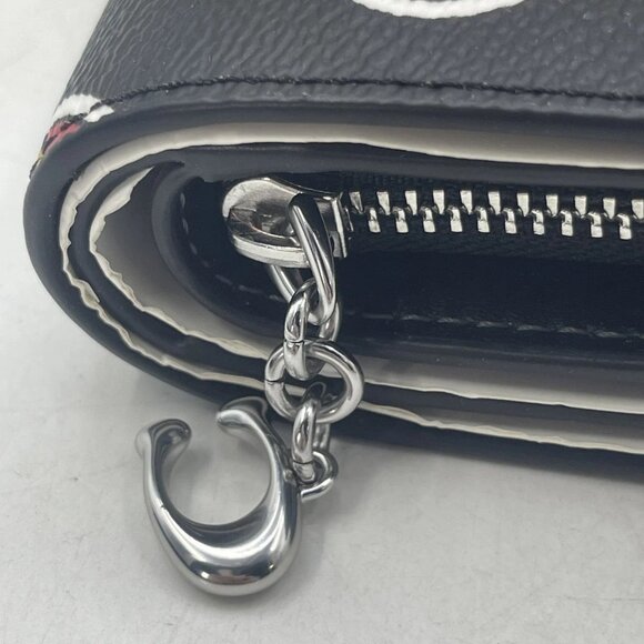 NEW COACH Women’s Snap Wallet with Heart Bolt Print Silver/Black Multi - Picture 2 of 11
